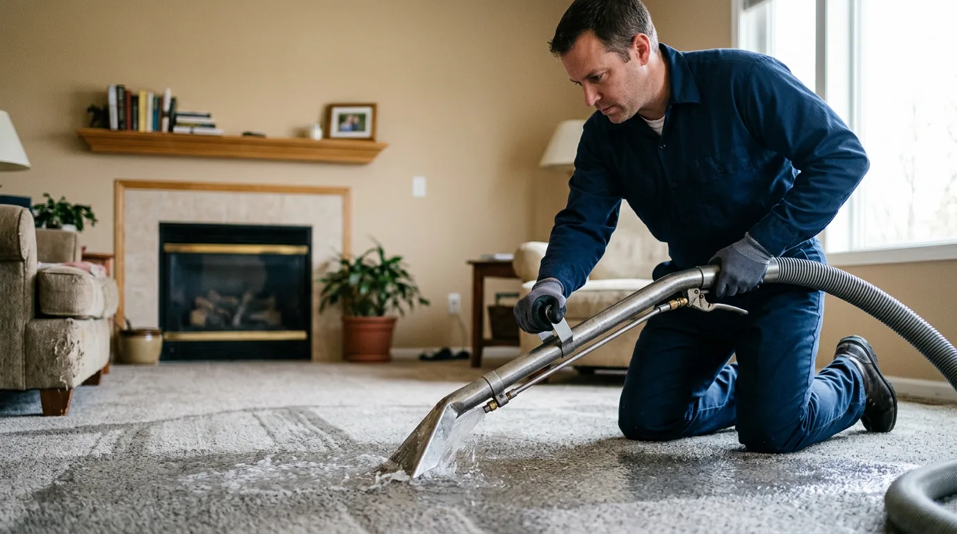 Water damage restoration technician working near Anita, IA